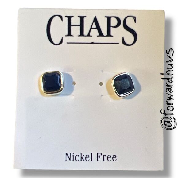 Bundle Sale 3 for $15 | Chaps Silver Tone Nickel Free Earrings With Blue Glass - Picture 4 of 7